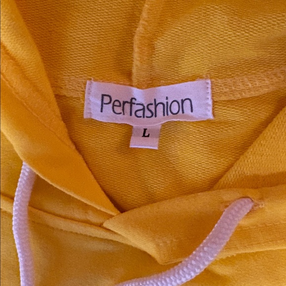Yellow Cropped Hoodie with White Stripes - Picture 4 of 10